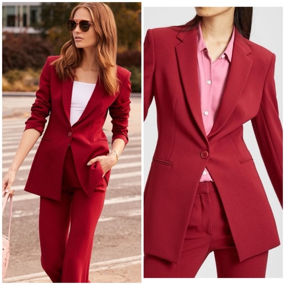 Theory / red admiral power crepe blazer one button raspberry 6 - Picture 1 of 8